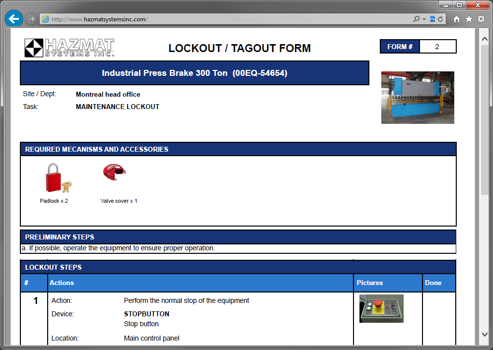 Easily generate your lockout/tagout forms in PDF